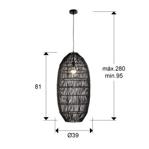 TIZNE- LAMP PAPEL TRENZADO NEGRO 40D
