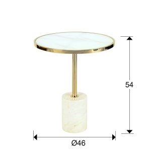 MESA AUX.·DEKALA·BLANCO/ORO Ø46
