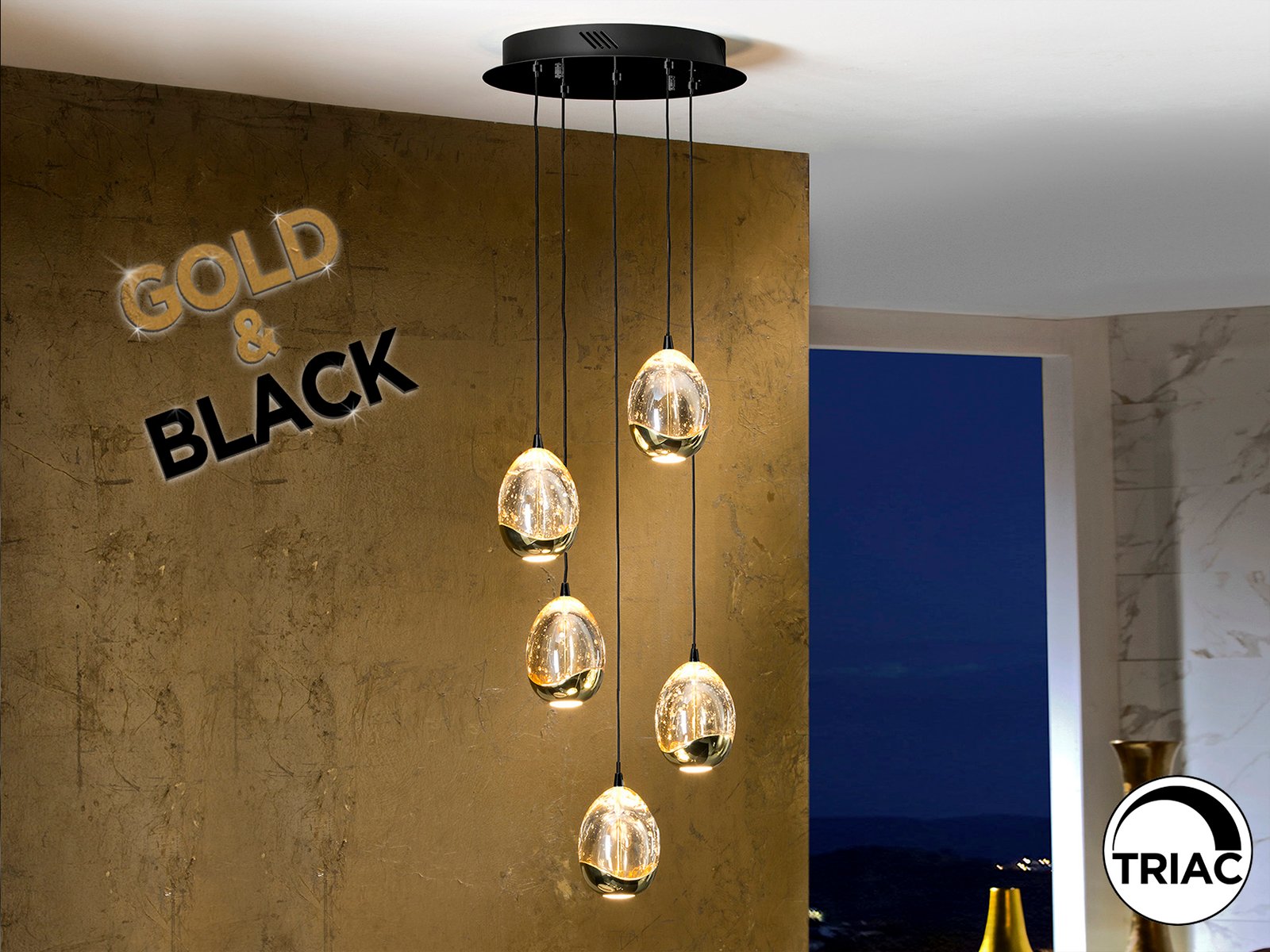 ROCIO- LAMPARA 5L NEGRO-ORO 30D