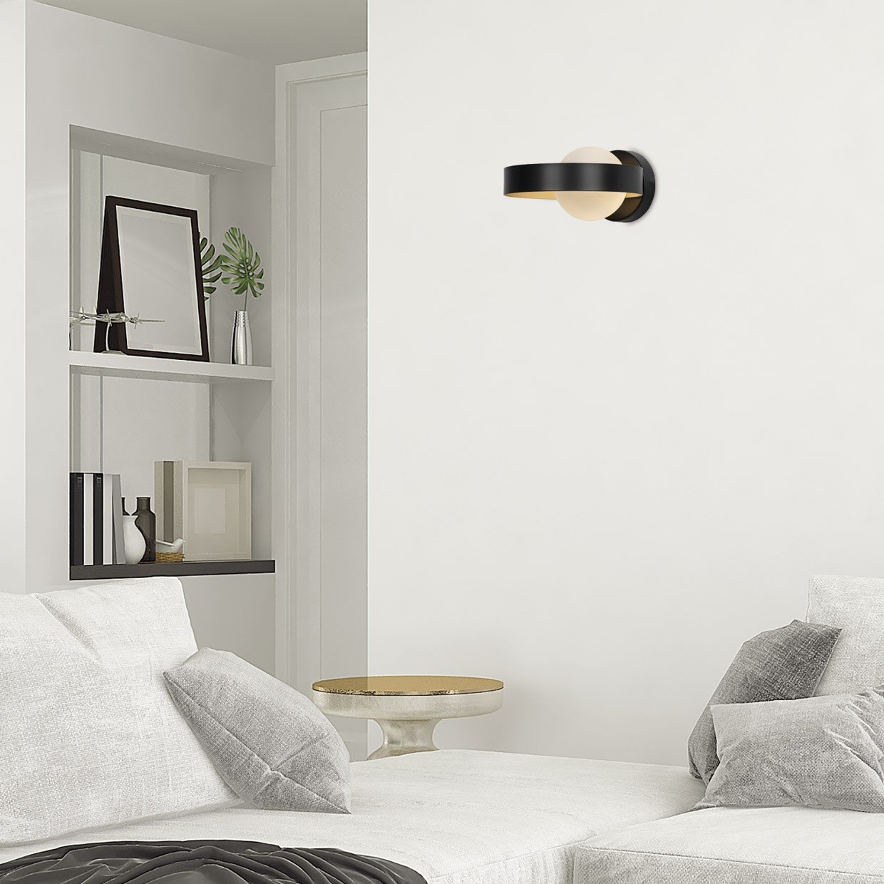 APLIQUE 1L ARIANNA NEGRO-ORO 1 X 33W G-9 - Imagen 4