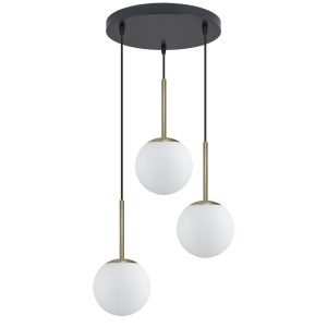 COLGANTE 3L. PIPPA LATÓN-NEGRO 3 X 40W E-14
