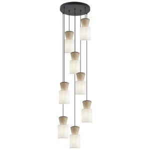 COLGANTE 8L AOSTA BEIG/MADERA 8 X 60W E-27