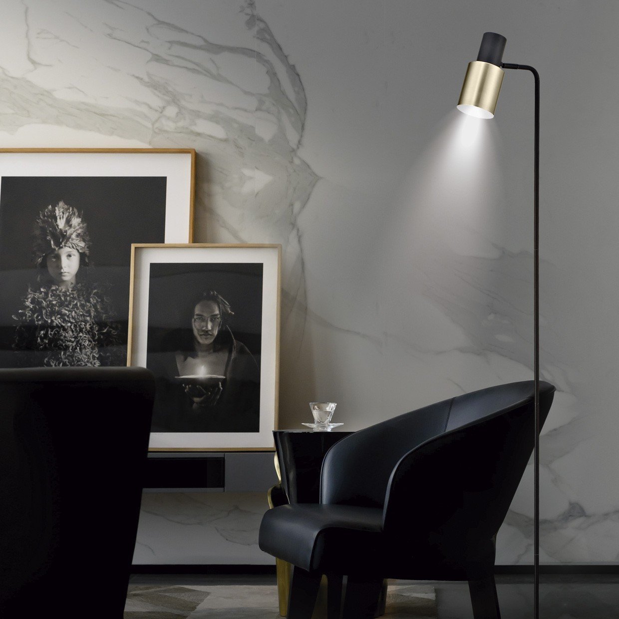 PIE SALON MAENA NEGRO-LATON 1 X 40W E-14 - Imagen 2