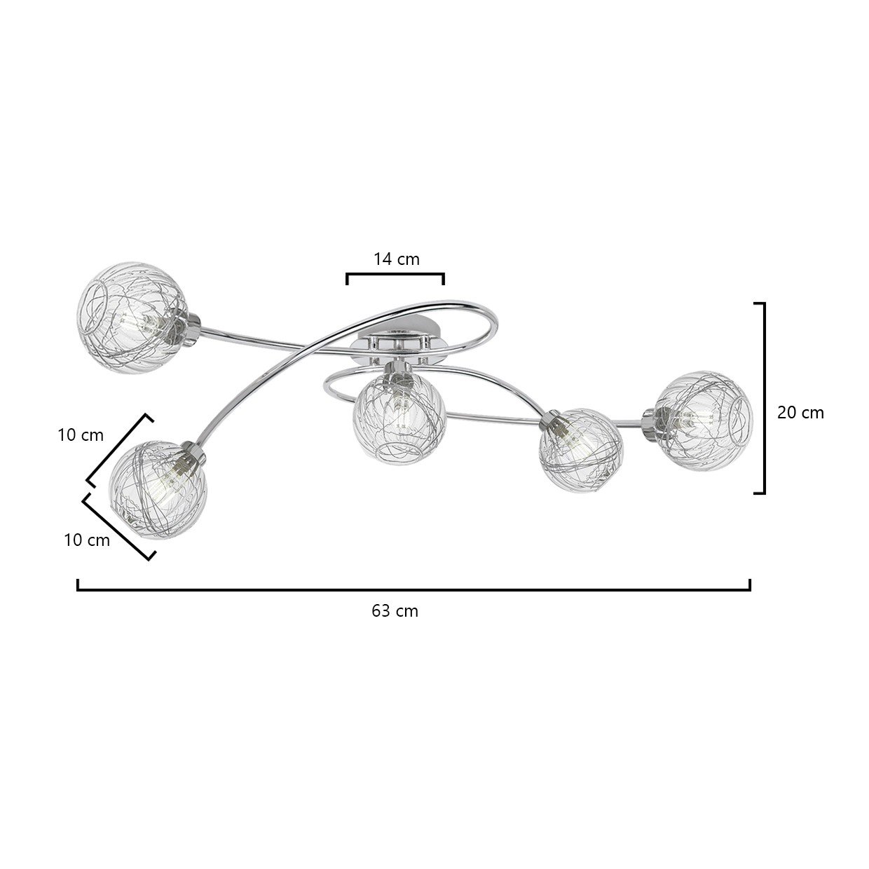 PLAFON 5L ROLO CROMO 5 X 40W G-9 - Imagen 2