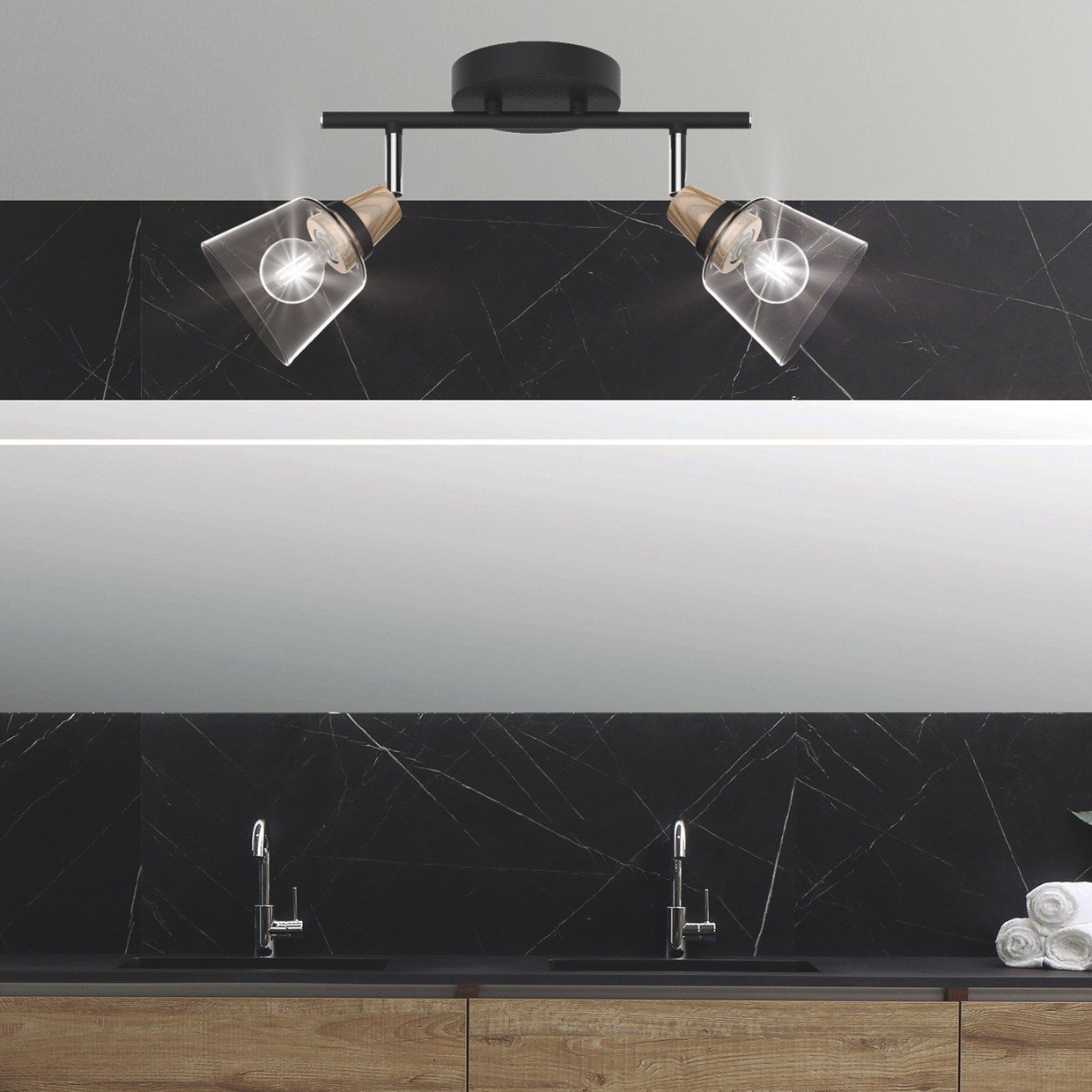 REGLETA 2L INDIGO NEGRO-MADERA 2 X 40W E-14 - Imagen 4