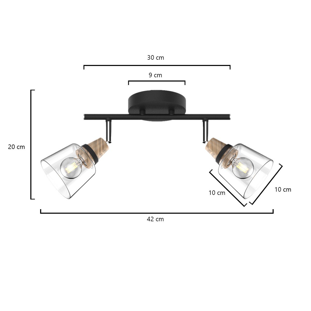 REGLETA 2L INDIGO NEGRO-MADERA 2 X 40W E-14 - Imagen 5