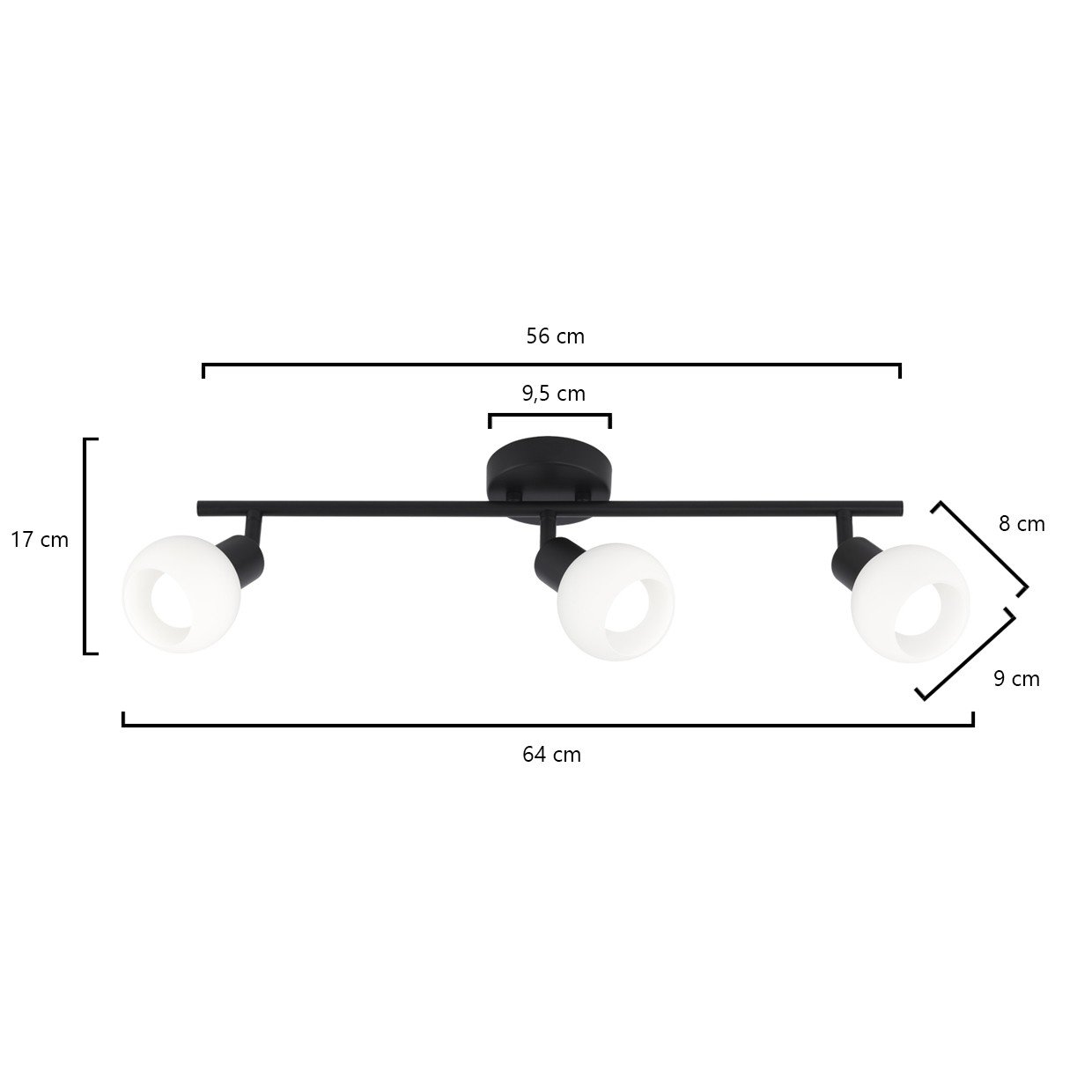 REGLETA 3L OPAL NEGRO MATE 3 X 40W E-14 - Imagen 5