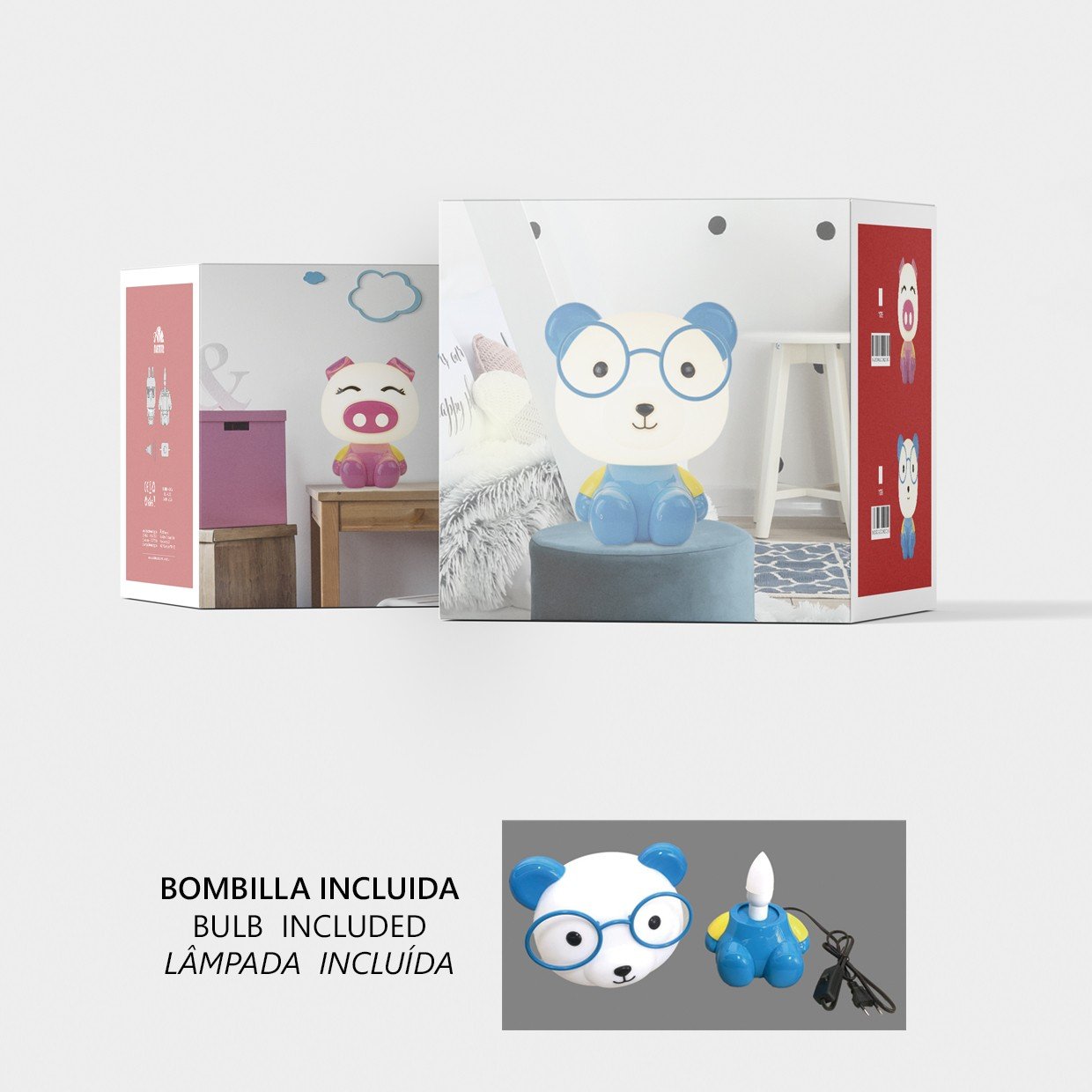 SOBREMESA MASKOTA PERRITO AZUL 1 X 40W E-14-BOMBILLA INCLUIDA - Imagen 3