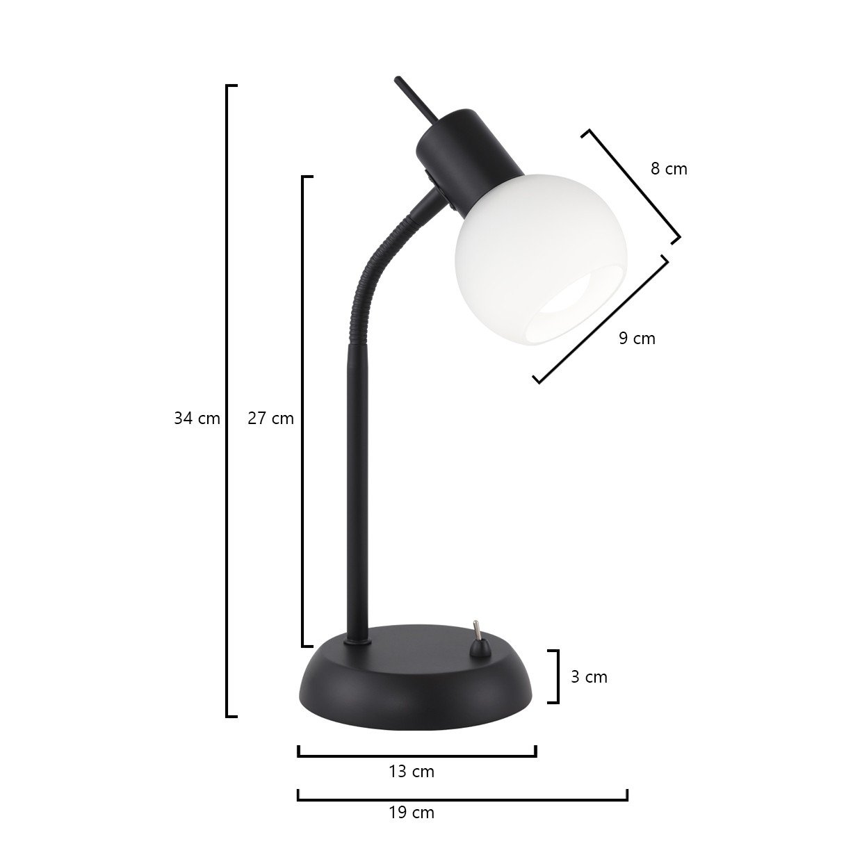 SOBREMESA OPAL NEGRO MATE 1 X 40W E-14 - Imagen 5