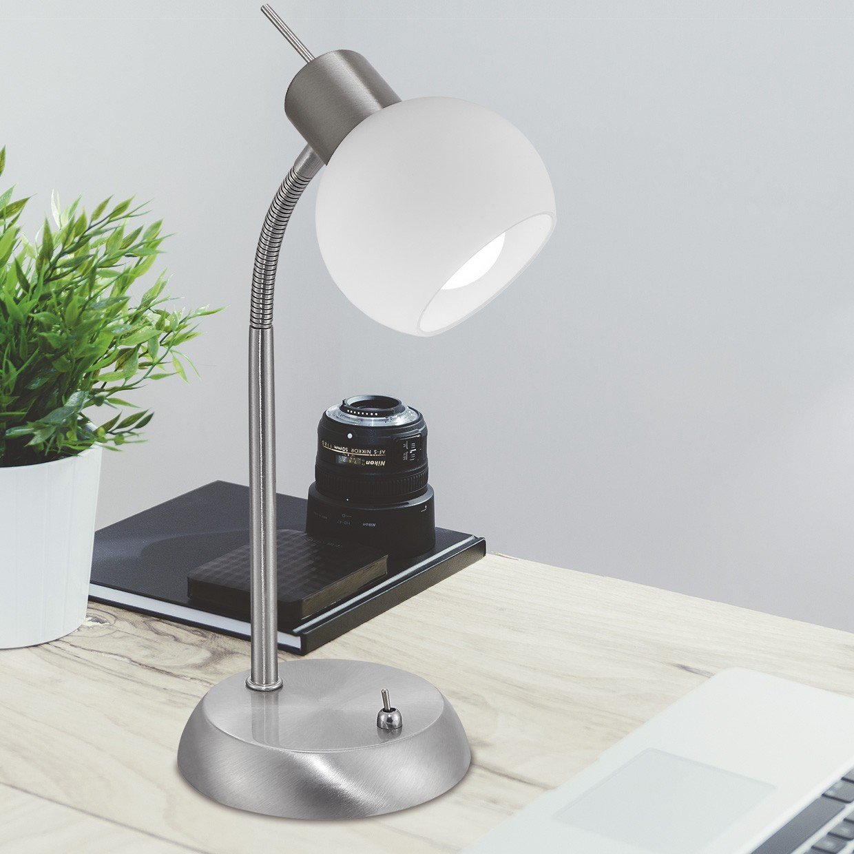 SOBREMESA OPAL NIQUEL SATINADO 1 X 40W E-14 - Imagen 2