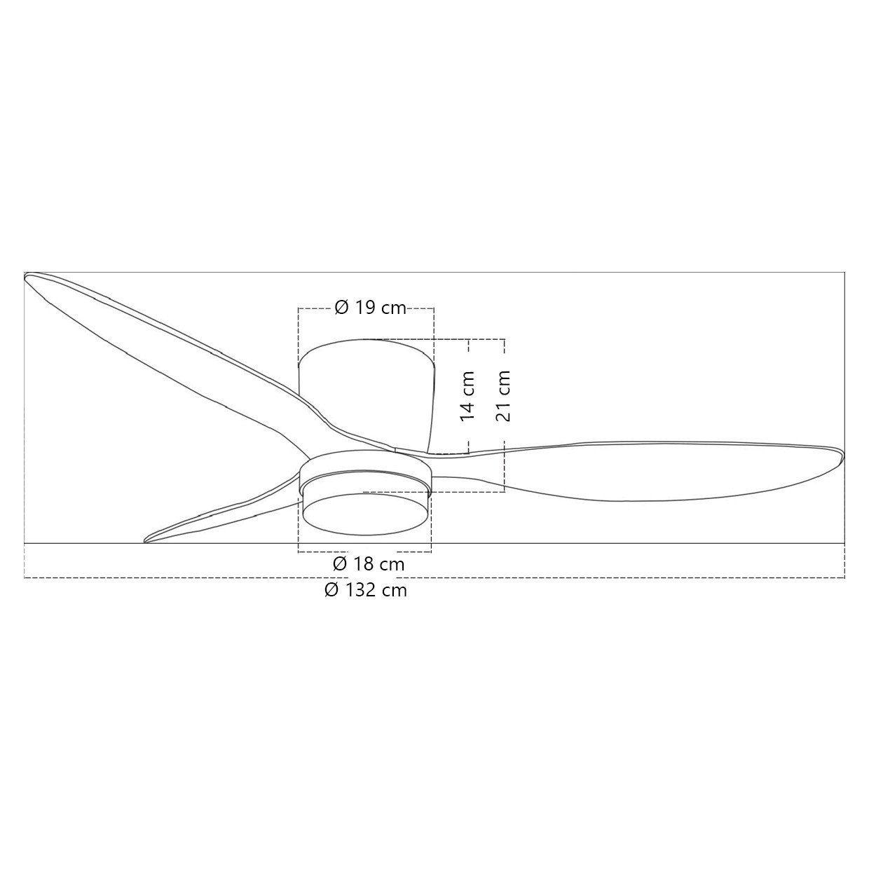 VENTILADOR RENO MADERA CLARA 132 CM - 3 PALAS - Imagen 2
