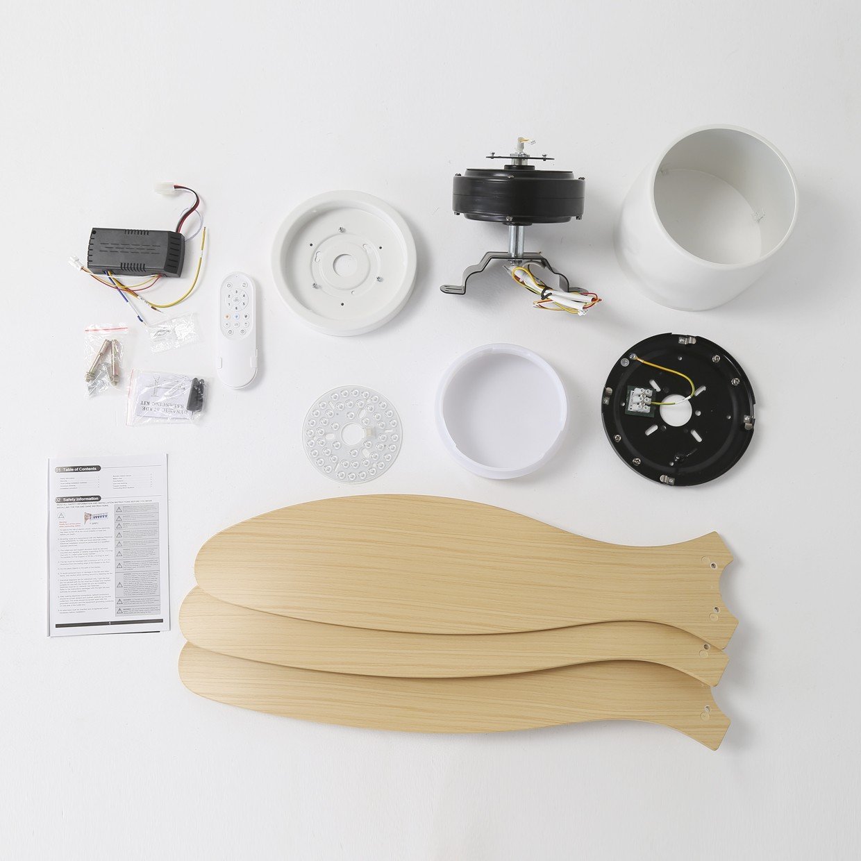 VENTILADOR RENO MADERA CLARA 132 CM - 3 PALAS - Imagen 7