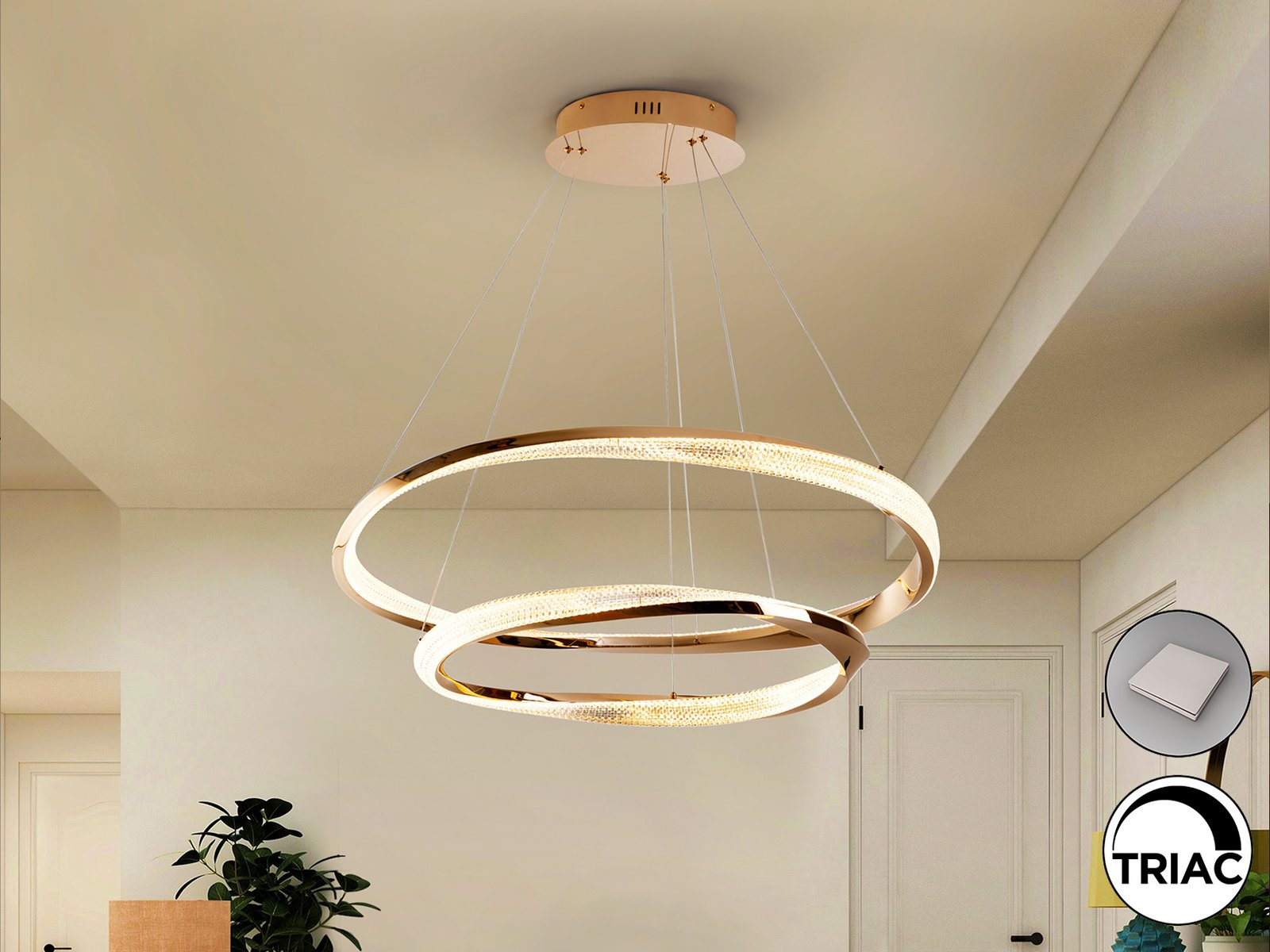 ORBITAS- LAMPARA 2 AROS ORO - Imagen 2